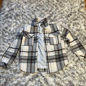 Garage Plaid Button-Down Jacket - Cream, Black, Gray
